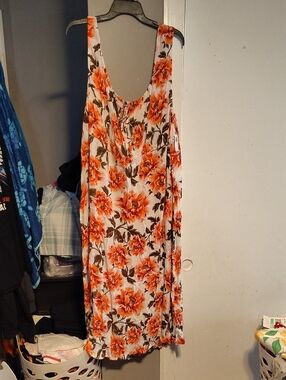 Old Navy White Maxi Dress with Orange Floral Print